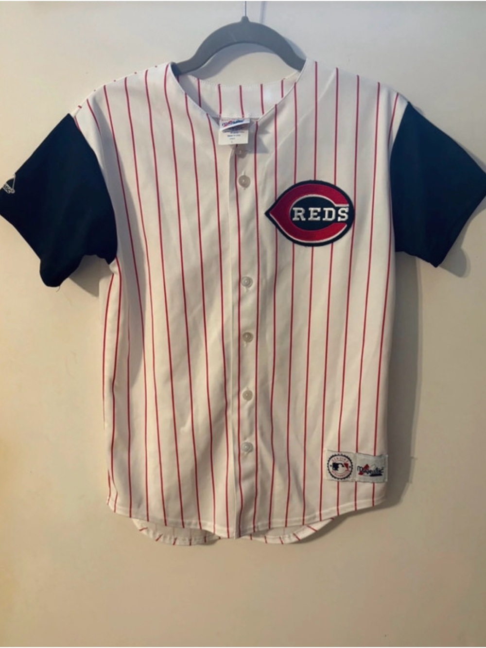 Majestic Cincinnati Reds 90’s Barry Larkin Pinstripe Jersey